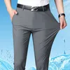 Été mince hommes pantalons quatre côtés élastique lait soie affaires bureau glace soie hommes pantalons décontractés hommes pantalons 240308