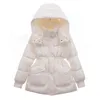 Kvinnor Winter Jackets 2023 Ny höst Winter Hooded Windproof Down Coats Solid Color LG Sleeved Parkas Z3PB#