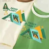 T-Shirts Amila 2 Stück Baby Jungen Outfits Sets 2023 Sommer Neue Sport Kurzarm T-Shirts + Shorts Kinder Patchwork Atmungsaktive Kleidung 0-6Y24328