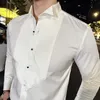 men Dr Shirt Lg Sleeve French Wing Collar 2023 Autumn Solid Color Casual White Black Shirt Fi Social Banquet Tuxedo 988l#