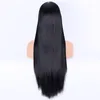 女性の小さな黒いレースかつら長いストレートヘアケミカルファイバーフルヘッドレースウィッグ卸売速配送