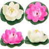 Decoratieve bloemen 4 pc's aquariumvijver decoratie gesimuleerd halfopen lotus blad kunstmatige bloem drijvende set ornament lotusbloemschuim