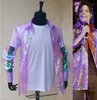 sällsynt punk rock casual classic mj iridescent lila blinkning organza rumpa frt detta det är det skjorta michael jacks costume h5ue#