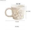 Mugs European Romantic Garden Hand Kneaded Three-dimensional Rose Ceramic Coffee Cup Delicate Mug Household Water Teacup