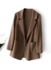 2023 novo casaco feminino de lã pura xadrez e tweedst fi camelo casaco feminino elegante trench coat w1jl #