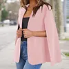 Women's Suits Women Business Suit Coat Stylish Collarless Split Sleeve Cloak For Office Lady Solid Color Outerwear Tops Loose