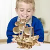 Wooden Boat Ship Kit Wooden Sail Boat Construction Craft Kit Educational Wood Block Puzzle Model Building Kit For Boys Girls 240319