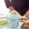 Dinnerware Double Layer Insulated Lunch Box Metal Container With Lid Holder Bento Portable Case Plastic Office