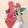 Slippers Womens Bow Knot Slide Flat Shoes Lock Studs Purple Watermelon Red Outdoor PVC Plastic 36-42 26cm Cheap Price H240328