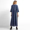 Abbigliamento etnico Donna Abito lungo in denim a righe Abito lungo islamico musulmano Medio Oriente Maxi abiti Abaya per Hijab C30118 Consegna drop Appa Dhfpc