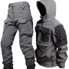 2024 Soft Shell Military Suit Men Waterproof Tactical Shark Skin Windproof Hooded Jacket Multi-pockets Cargo Pants Uniforms k3pq#