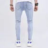 Heren Stijlvolle Gaten W Blauwe Skinny Biker Jeans Slim Stretch Distred Cott Joggers Denim Broek 88wR #