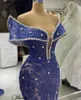 Runway Dresses Navy Blue Mermaid Celebrity With Crystals Off Shoulder Special Evening Party Vestidos de Noche Red Carpet Dresse