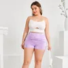 Plus la taille taille élastique sexy été décontracté shorts froncés femmes solide violet taille haute skinny biker shorts femme grande taille 6XL 17ug #