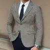 Houndstooth Plaid blazer för män en bit kostymjacka med 2 sidoslits slim fit casual manlig kappa fi kläder 2023 z07j#