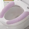 Toilet Seat Covers 2 Pieces Pad Bathroom Sticky Solid Color Adult Plush Cushion Universal Washroom Reusable Cover Purple