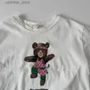 T-shirts 2023 été nouveau bébé à manches courtes t-shirts mignon dessin animé ours imprimer enfant en bas âge hauts coton infantile lâche décontracté t-shirt enfants Tee24328