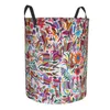 Laundry Bags Mexican Otomi Fabric Mexico Art Basket Foldable Flowers Clothes Hamper For Baby Kids Toys Storage Bag