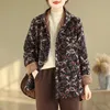 Damen-Ethno-Stil mit Blumenmuster, mit Kapuze, Lg-Ärmel, einreihiger Mantel, lockerer Vintage-Stil, lässig, warm, weit taillierte Cott-Jacke d4Ic #