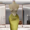 Party Dresses Modern Evening Gown V-Neck Satin Spaghetti Strap Cocktail For Women Floor Length Sequined Trumpet Vestidos De Noche