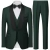 Män brittisk stil Slim Suit 3-stycken Set Jacket Vest Pants / Man Busin Gentleman High End Custom Dr Blazers Coat M-5XL F4KD#