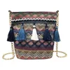 Schoudertassen 2024 Mode Zomer Reizen Strand Vrouwen Portemonnee Etnische Stijl Kwastje Decor Keten Crossbody Tas Drop