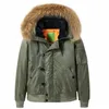 Giacca da pilota da uomo invernale Addensare Cott Cappotto Giubbotti tattici militari con pelliccia con cappuccio Riscaldamento Giacca a vento MA1 Casual Parka v5Mw #