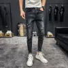 Hosen Zerrissene Jeans für Männer Goth Skinny Tight Male Cowboy Hosen Rohr Slim Fit gebrochen zerrissen mit Löchern 2024 Trend Hohe Qualität J62U #