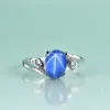 Bagues de cluster Gem's Beauty 925 Sterling Silver Promesse Engagement 7x9mm Ovale Vintage Lindy Star Sapphire pour femmes Fine Jewelr230Z