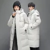 Mens kış aşağı ceket lg Diz beyaz ördek kabartı ceketler gençlik fi kalınlaşmış parkas çiftler sıcak iş giysisi palto 64SB#