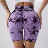 Seaml Tie Dye Bleach Butt Lift Sport Shorts for Women high Waist Summer Yoga Fitn Workout Cycling Biker Jym Shorts Mujer X9Hz＃