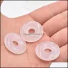 Charms 25Mm Assorted Natural Stone Crystals Gogo Donut Rose Quartz Pendants Beads For Lucky Jewelry Making Drop Delivery Findings Comp Dh8Re