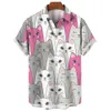 Мужские гавайские рубашки Dazn с кошачьим узором, большие размеры, с цветочным принтом Masculina Medusa Camisa Social For Carto, одежда с принтом граффити, новинка 74iG #
