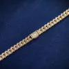 Kvinnor 8mm guldpläterad kubansk kedja isad ut Moissanite Diamond Custom Silver Hip Hop Cuban Necklace
