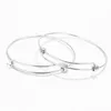 Bangle 2pcs Stainless Steel Adjustable Wire Charm Bracelet 58 63mm For DIY Jewelry Bracelets Making Findings207I