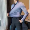 high-grade hidden butt men's light luxury high elastic seaml lg sleeve shirt busin casual n-iring anti-wrinkle K4NI#