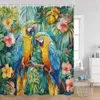 Papagaio cortinas de chuveiro pássaro tropical natureza floral cenário decoração do banheiro cortina tecido poliéster banho com ganchos 240328
