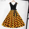 Temel gündelik elbiseler kadın retro yaz Audrey Hepburn 50s 60s Rockabilly V-yakek Polka Dot Yay Pinup Partisi Çöp Noel Vestidos S-3XL YQ240328