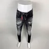 Jeans da uomo Streetwear Moda Uomo Retro Nero Grigio Elastico Skinny Fit Strappato Rattoppato Pantaloni di marca Hip Hop firmati