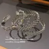 Braccialetti artigianali italiani realizzati a mano, in pizzo retrò, a rete, con strass pieni, splendido bracciale dorato allargato da donna