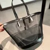 Designer Beach Tote Mesh Shoulder Bag Women Fashion Shopping Bag Printed Letter Transparent Shoulder Bag Beach Portable Bag 240329