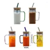 Mugs Glass Cups Colorful Handle Drinking Cup Square Ice Coffee Cocktails Glasses