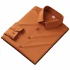 Heren Rekbaar Glad LG-mouwen Effen Dr-shirt zonder zak Comfortabel Standaard-pasvorm Kreukvrij Smart Casual shirts s4ow #