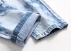 2021High Street Masculino Rasgado Jeans Homens Casual Slim Fit Denim Calças Ponto Branqueamento Reto Stretch Jeans Light Blue I0Ps #
