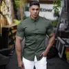 men's Clothing Summer Gym Fitn Butt Short Sleeve Shirts Men Fi Casual Streetwear Dr Shirt Male Hipster Social Shirt m7Xm#