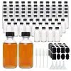 Bocaux Petites bouteilles en verre transparent de 2 oz avec couvercles, récipients en verre, bouteilles d'échantillon rondes pour jus, huiles, shots de gingembre, whisky, liquides