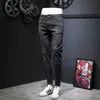 Designer 2023 estilo coreano masculino luxo casual jeans jeans masculino verão preto fino ajuste jeans magros calças elásticas masculino b372 #