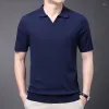 Polos pour hommes S Haute Qualité Casual Mâle Tricot 2024 Été Mince Col Col T-shirts À Manches Courtes Chemises En Tricot Drop Livraison Vêtements C Dhkgj