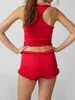 Home Clothing Women 2 Pieces Sleepwear Ribbed Sleeveless U-Neck Crop Tank Tops Shorts Y2K Aesthetic Summer Loungewear Set