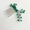 Hair Clips Barrettes Green Color Women Crystal Combs Jewelry Acccessories Head Decoration Ornament Bridal Tiara Handmade Drop Delivery Ot7Uc